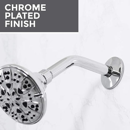 VETTA 8 Inch Shower Arm and Flange, Stainless Steel Construction, Shower Head Extension Extender Pipe Arm, Chrome Finish
