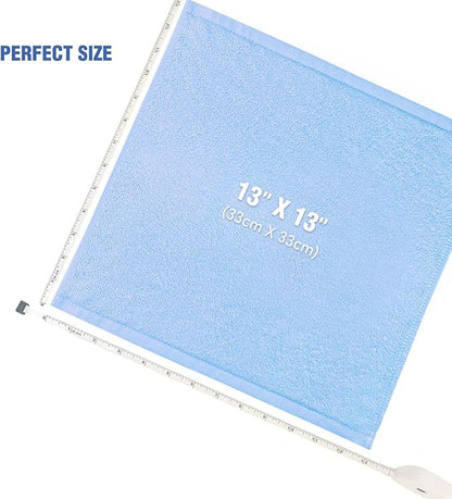 Washcloths 12 Pack 13" x 13" - Soft Wash Cloths for Your Face Towel, Wash Cloths for Your Body (White+Blue)