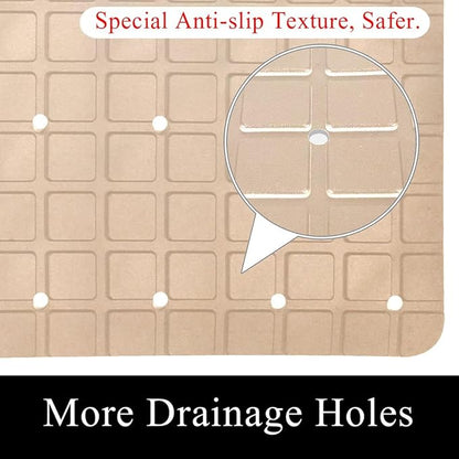 Bathtub Mats for Shower Tub, Anti-Slip Bath Mats for Inside Tub, Bathroom Shower Mats with Drain Holes and Suction Cups (Summer Beach Starfish Seashells Turquoise Water)