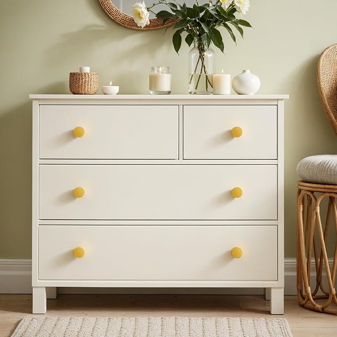Ravinte 3 Pack Cabinet Knobs Earthy Yellow Kitchen Cabinet Knobs Round Dresser Drawer Pulls Closet Door Pulls 1-1/5 Inch