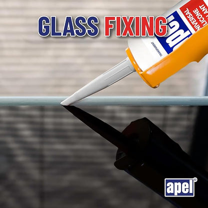 apel All Purpose Clear Silicone Sealant Waterproof (1 x 10.5 fl.oz.), 100% Silicone Caulk, Weatherproof & Flexible Adhesive Sealant for Indoor and Outdoor Use, Transparent - 1 Pack
