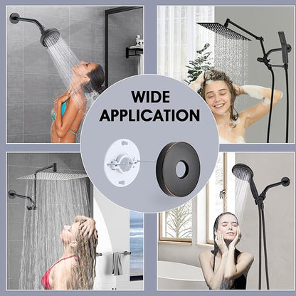 10 Inch Shower Arm with Flange and Stabilizer Bracket, Wall Mounted Shower Pipe Arm 304 Stainless Steel For Fixed Shower Head & Handheld Showerhead, Oil Rubbed Bronze