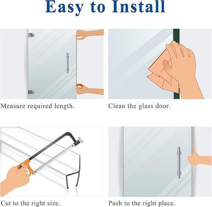 Frameless Shower Door Seal Strip 2 Pack x 39 Inch MD Glass Shower Door Bottom Seal Strip for 3/8" Glass Shower Door Sweep Ultra-Clear Polycarbonate, Stop Showers Leaks Create A Water Barrier