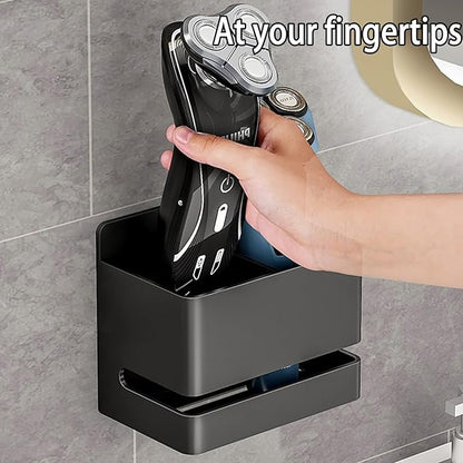 Aluminum Electric Toothbrush Holder - Bathroom Wall Mounted Toothbrush Holder (Black, Double Slot)