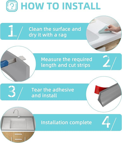 Shower Threshold Water Dam,Walk in Shower Water Guard, Shower Dam Water Barrier Bathroom Sink Splash for Dry And Wet Separation Caulk Seal Strip Edge Trim (78Inch, Gray)