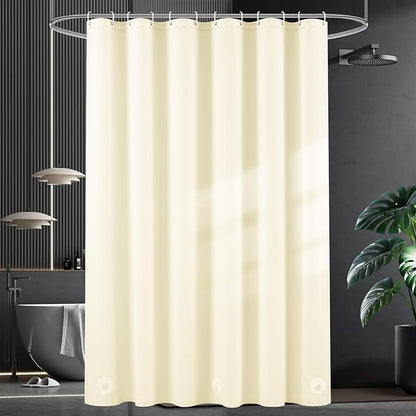UFRIDAY Stall Shower Curtain Liner Long 48 x 78 inch, Beige Shower Liner with 3 Large Magnets, Narrow Cloth Bathroom Curtain Extra Long for Single Stall