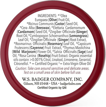 Badger - Sore Muscle Rub, Cayenne Pepper and Ginger, Organic Rub, Muscle Relief Balm, Warming Muscle Rub, Sore Muscle Balm, 0.75 oz