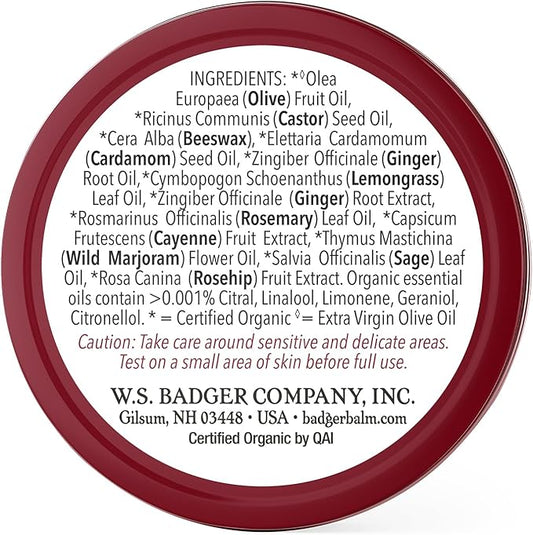 Badger - Sore Muscle Rub, Cayenne Pepper and Ginger, Organic Rub, Muscle Relief Balm, Warming Muscle Rub, Sore Muscle Balm, 0.75 oz
