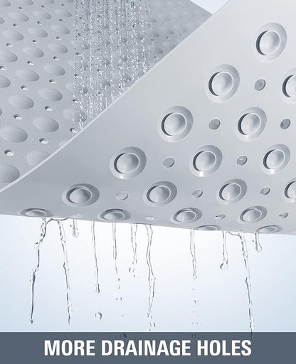 Yolife Extra Large Shower Mat, 34.3" L x 23.3" W TPE Anti Slip Stand Up Shower Mat with Drain Holes and Suction Cups, Large Size Mat More Suitable for Shower Stall, No Odor, Heavy Mat