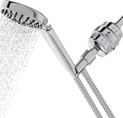 Aqua Earth Shower Head Filter For Hard Water Oil Bronze 20 Stages to Remove Chlorine Fluoride Water Softener Coconut Shell Activated Carbon Reduces Dry Itchy Skin Heavy Metals Other Sediments