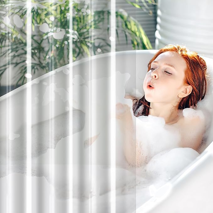 UFRIDAY Stall Clear Shower Curtain Liner 48 x 72 inches,Heavy Duty Liner Waterproof Transparent Shower Curtain for Bathroom PEVA with 3 Magnets Bottom
