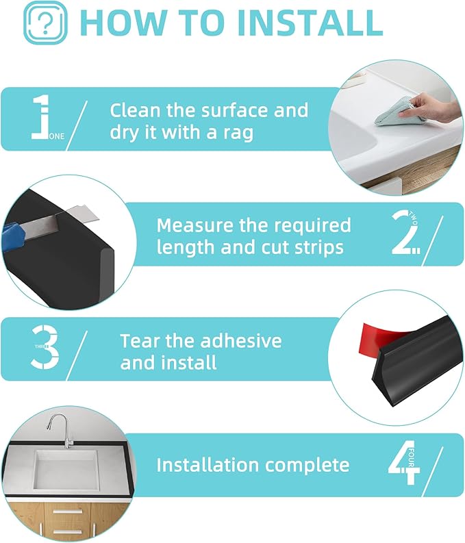 Shower Threshold Water Dam,Walk in Shower Water Guard, Shower Dam Water Barrier Bathroom Sink Splash for Dry And Wet Separation Caulk Seal Strip Edge Trim (78Inch, Black)
