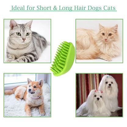 Dog Bath Brush, Pet Silicone Shampoo Brush, Rubber Shower Wash Curry Brush for Short Long Haired Dogs Cats Shedding Grooming and Massage, Pet Rubber Brush Removes Loose & Shed Fur