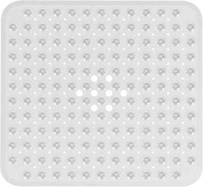 AmazerBath Shower Mat Non Slip 21 x 21 Inches, Square Shower Mat with Suction Cups and Drain Holes, Shower Stall Mat Machine Washable (Clear)
