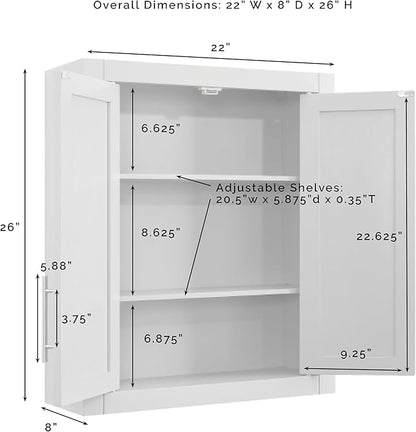 Crosley Furniture Savannah Wall Mounted Bathroom Storage Medicine Cabinet with Shelves, Navy
