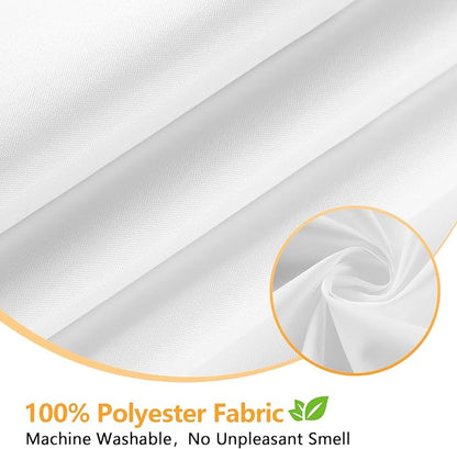 60''W Waterproof Fabric Shower Curtain Liner with 3 Lerge Magnets, 60 x 78 Inch Washable Cloth Shower Liner Extra Long, White Lightweight Bathroom Curtain for Walk in Shower