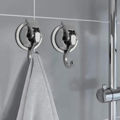 Heavy Duty Suction Cup Hooks for Shower, Bathroom Robe - Vacuum Glass Hooks, Reusable, No Hole Punched, for Garland Decoration (Silver, 6 Pack)