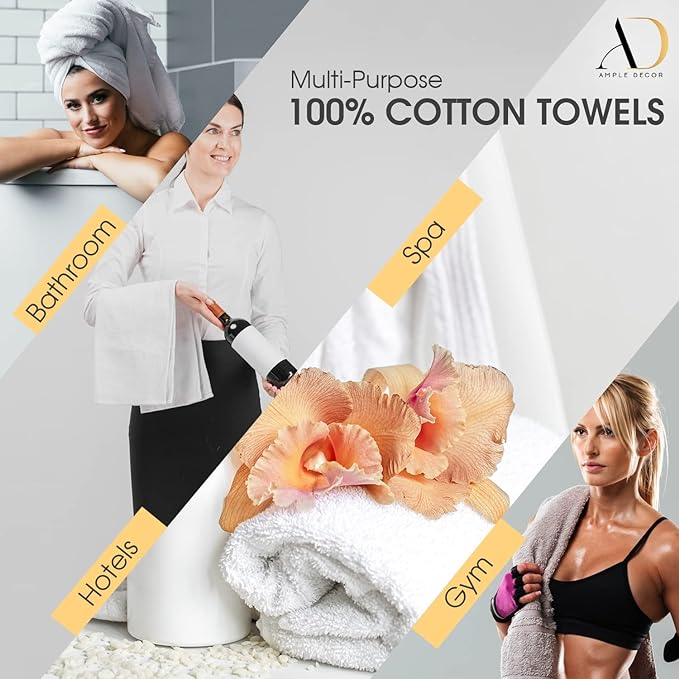 Ample Decor Bathroom Towel Set of 18-4 Hand Towel, 4 Bath Towel, 10 Wash Cloths - Oeko Tex Certified 600 GSM 100% Cotton - High Absorbency Quick Drying, Ideal for Gifting - Purple