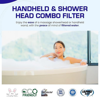 Crystal Quest Luxury Handheld Shower Power Filtration System - Black - BPA Free | 1.25-2.5 GPM | Reversible Cartridge | Great for Dechlorination