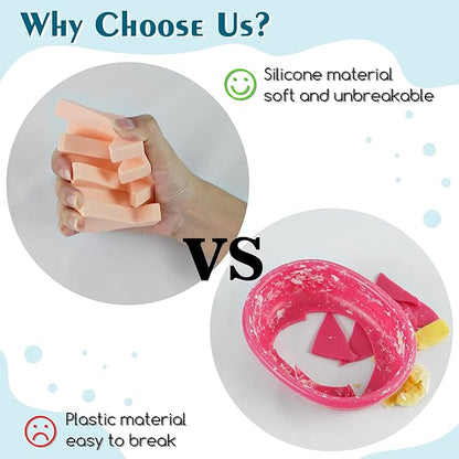 Silicone Soap Dish for Bar Soap Holder for Shower Bathroom Self Draining Waterfall Drying Tray Keep Soap Bars Dry Clean & Easy Cleaning (Grey/Pink, 2)