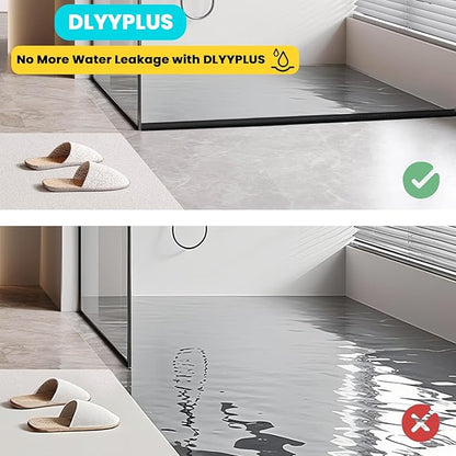 Shower Threshold Water Dam Barrier 67", Silicone Sealant Included, Collapsible Self-Adhesive Water Blocker, Shower Door Water Stopper for Floor Bathroom Kitchen Bathtub Sink
