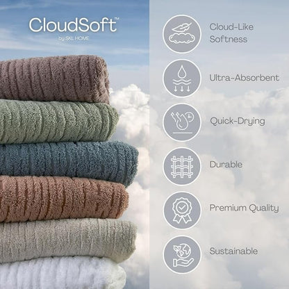 SKL Home CloudSoft Cotton Luxury 6-Piece Towel Set, White