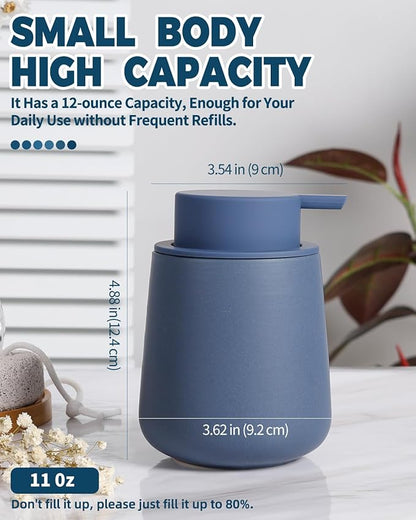 Bosilunlife Ceramic Foaming Soap Dispenser - 12oz Nave Blue Foam Hand Wash Dispenser Bathroom Countertop Soap Dispensers Kitchen Dish Soap Pump Dispenser Liquid Soap Dispenser for Bathroom