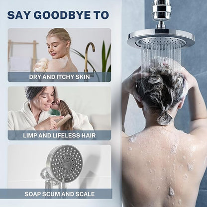 iSpring 33-Stage High Output Universal Shower Filter SF2S with Replaceable Cartridge, Better Skin, Softer Hair, and Stronger Nails, Chrome