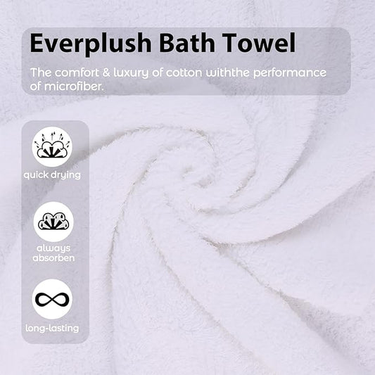 Everplush Youth Style 1-Piece Bath Towel - Cotton Combined with Microfiber, Strong Absorption, Soft, Fluffy, Skin-Close Cotton, Durable, Home & Travel