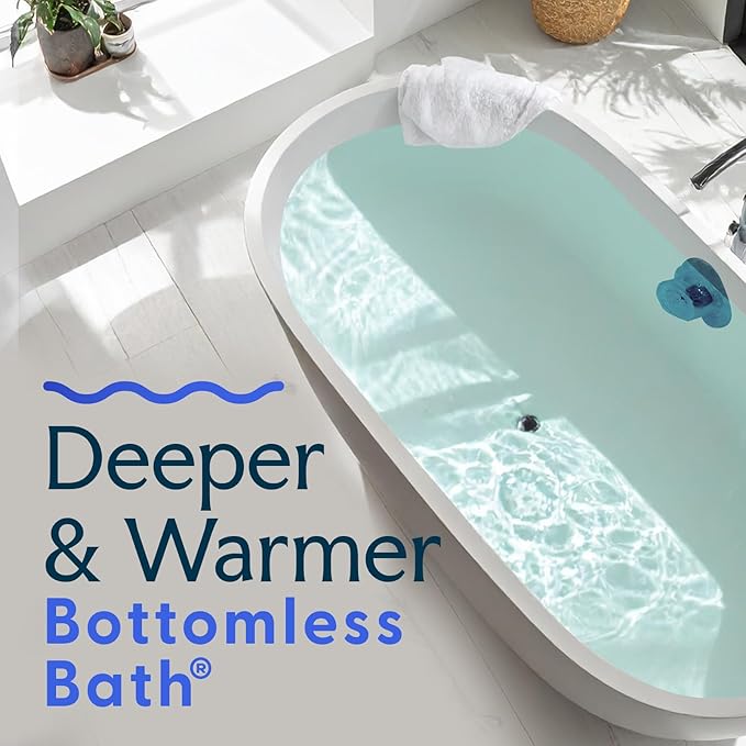 SlipX Solutions Bottomless Bath | Overflow Drain Cover for Tub | Best Gifts for Mom, Spa & Bath Accessories | Drain Block, Water Stopper Plug | Bath Essentials for Women | 4" Diameter, Dusty Blue