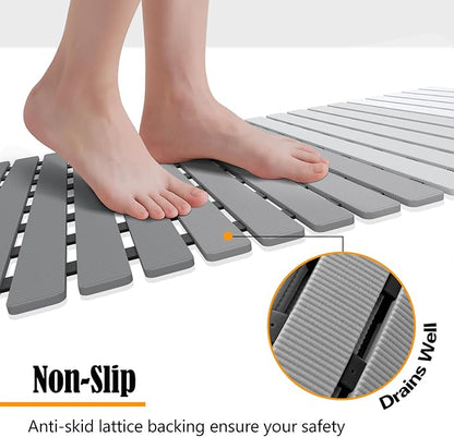 MBOSS Bath Tub Shower Mat Non Slip Bathtub Mats for Bathroom Shower Floor Mat Bath Mats for Shower Tub Anti Slip Shower Mat with Drain Hole and Large Suction Cups (Gradient Grey, 27.5 X 15.7 Inch)