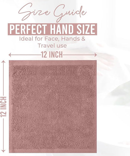 DAN RIVER 12 Pack Wash Cloths for Showering [12x12] - 100% Cotton Washcloths Premium Quality Flannel Face Cloths for Bathroom, Highly Absorbent and Soft Feel Wash Clothes, Dusty Pink