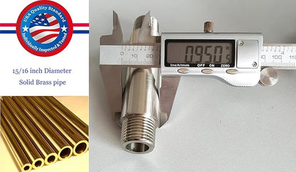 Aquaiaw Shower Arm and O-Ring Flange, 3 inch, Solid Brass, Round, Both Soldered 1/2 NPT Tapered Threads, Straight Shower Arm Extension, Ceiling Shower Head Arm for Rainfall Shower (PVD Brushed Nickel)