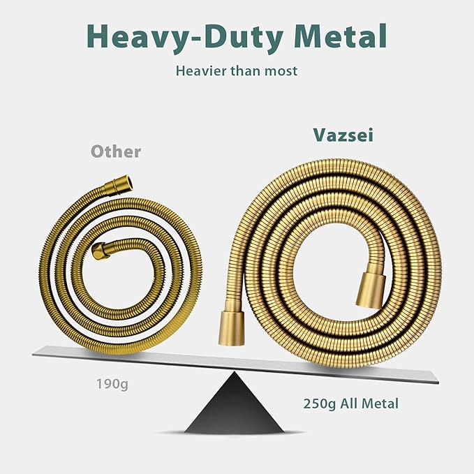 Shower Hose Replacement For Cleaning 304 Stainless Steel Shower Head Hoses 59 Inches High Pressure Bidet Hose Flexible Rose Gold Extension Showerhead Hoses Extra Long (Gold, 48 In)