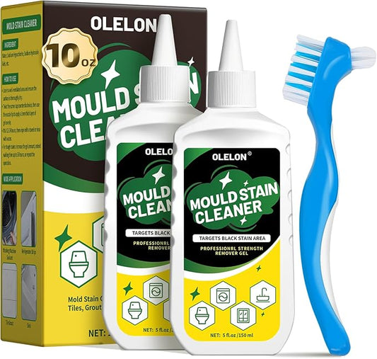 2 Pack Grout Cleaner Mou-ld Stain Remover Gel for Washing Machine Cleaner Shower Bathroom Seal and Grout Stain Remover with Brush