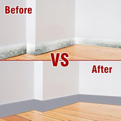 Vinyl Baseboard Molding Trim 6 Inch x 20 Feet Peel and Stick Baseboard Trim Flexible PVC Cove Base Moulding Self-Adhesive Trim for Garage Bathroom Cabinet Floor Walls, Gray