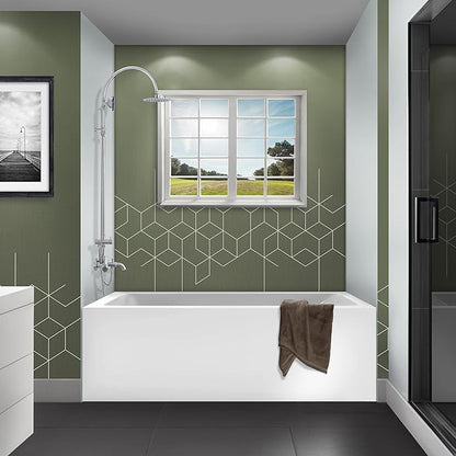 Fine Fixtures Acrylic, Fiberglass Alcove Soaking Bathtub with Integral Apron Front - Drain Included (48" x 32", Left Hand, White)