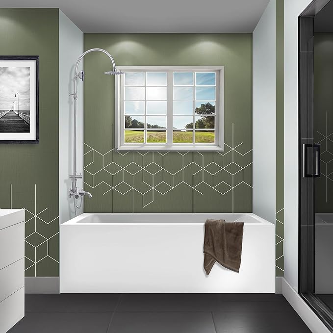 Fine Fixtures Acrylic, Fiberglass Alcove Soaking Bathtub with Integral Apron Front - Drain Included (54" x 30", Left Hand, White)