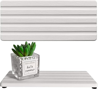 Diatomite Soap Dish, Water Absorbing Stone Tray, Kitchen Sink Organizer, Fast Drying Counter Holder (White, 11" x 4.7"/28 x 12cm)