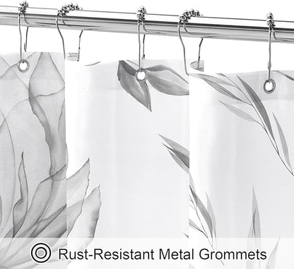 Small Stall Boho Watercolor Floral Shower Curtain 36 x 72, Grey Ink Painting Style Flower Shower Curtains for Chic Elegant Bathroom, Artistic Narrow Half Size Shower Curtain