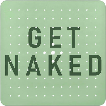 Bathtub Mat Non Slip, Get Naked Square Bath tub Mat Shower Floor Mat with Suction Cups for Adults Kids Elderly 21 X 21 Inch