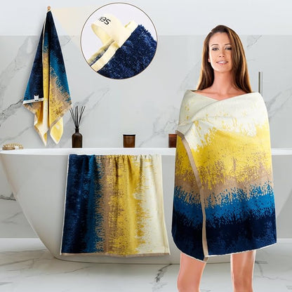 SEMAXE 4-Pack Luxury Bath Towels for Bathroom, 100% Cotton, Soft, Absorbent, and Quick-Drying, 55"x27", Colorful, Perfect for Hotels, Gyms, and Spas