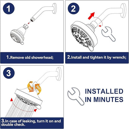 HOPOPRO Upgraded 9 Settings High Pressure Shower Head, NBC News Recommended Brand Fixed Showerhead Bathroom Showerhead Multi-functional Rainfall Showerhead for Low Water Flow (Brushed Nickel)
