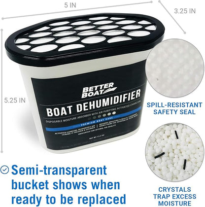 Moisture Absorber and Boat Dehumidifier, Charcoal Odor Remover for Damp Smell and Humidity, Unscented and Fragrance-Free, 2 Pack, Ideal for Basement, Closet, Home, RV, or Boating, No Refill Needed