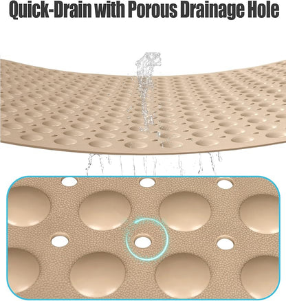 Extra Large Shower Mat, Yonala 47.2 x 31.5 Inch Non Slip Shower Mats for Inside Shower with Drain Hole and Suction Cups, Soft Trimmable TPE Anti Slip Shower Mat for Walk in Shower Stall, Heavy Mat