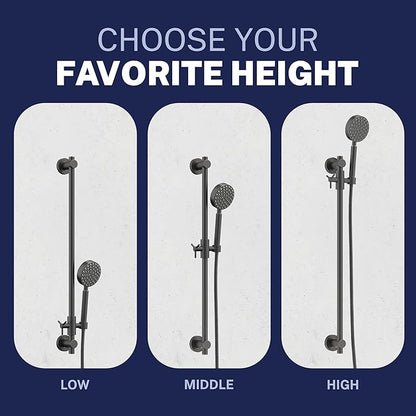 HammerHead Showers® SOLID METAL 27.5 Inch Shower Slide Bar Set and Handheld Shower Head with Hose — OIL RUBBED BRONZE — 1.75 GPM Low Flow Spray Wand — Easily Adjust Height & Angle of Handshower