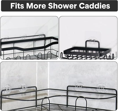 Shower Caddy Adhesive Replacement, Transparent Strong Adhesive Hooks, No Drilling, Waterproof, for Shower Caddy, Bathroom Storage Shelves and Kitchen Racks (Single*12pcs)