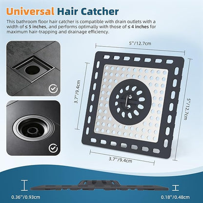 Hibbent 2 Pack Shower Drain Hair Catcher, Shower Drain Cover for Bathroom Floor 4" Drain, Anti-Clogging Bathtub Drain Strainer, Stainless Steel Kitchen Sink Drain Strainer with Handle, Dark Grey