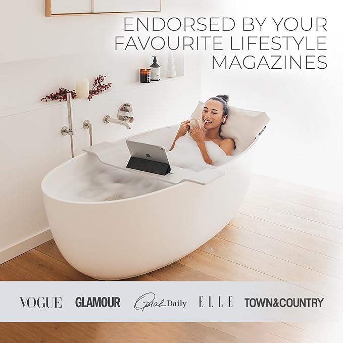 BADESOFA® Luxury Bathtub Pillow L - Large Bath Pillow for Therapeutic Neck and Back Support Quick-Drying - Washable Full Body Bath Tub Cushion - Luxury Spa Cushion in Grey