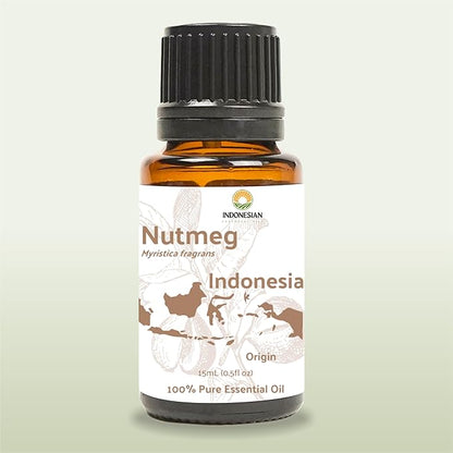 Nutmeg Essential Oil - Direct from Central Java, Indonesia - Pure Essential Oils for Diffusers, Muscle Relief and Aromatherapy | Premium Therapeutic Grade (15ml)